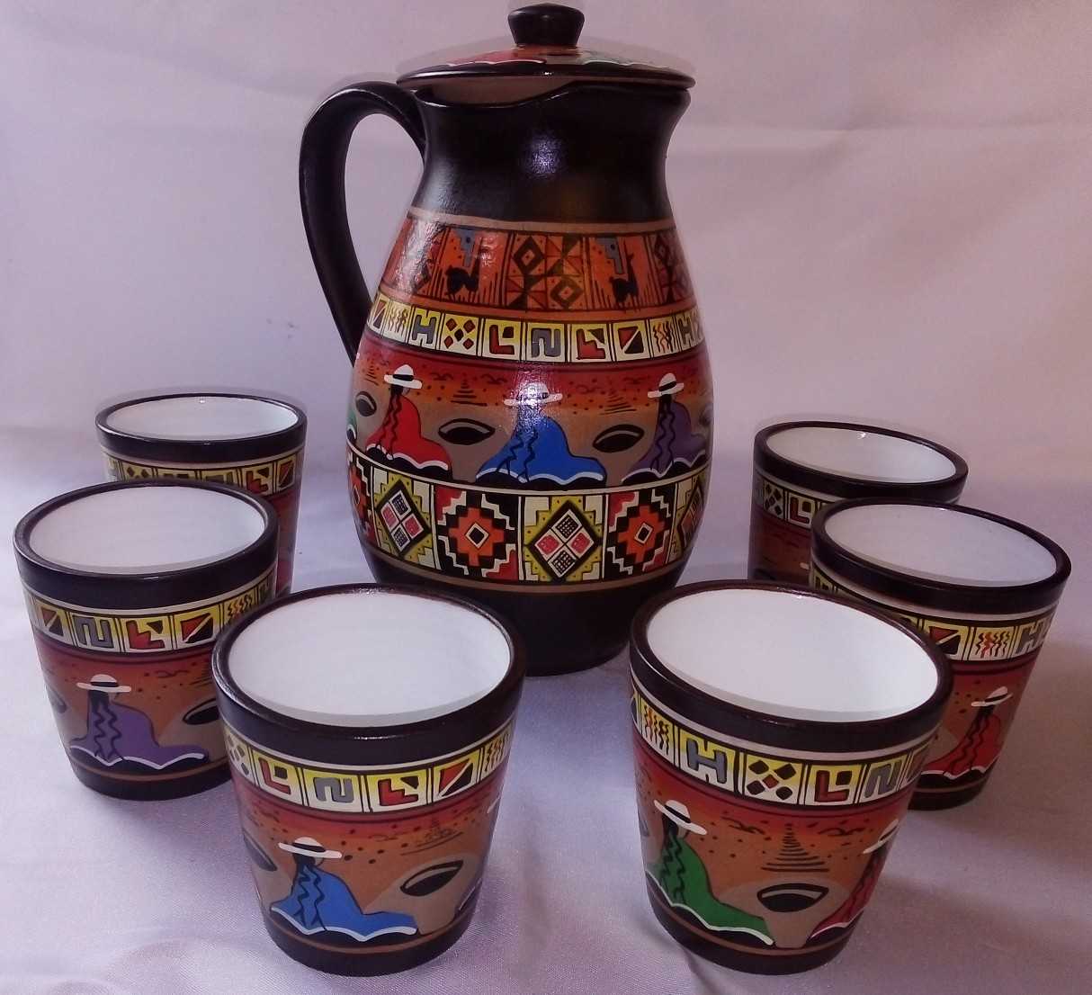 Refresquera de cerámica pintada a mano